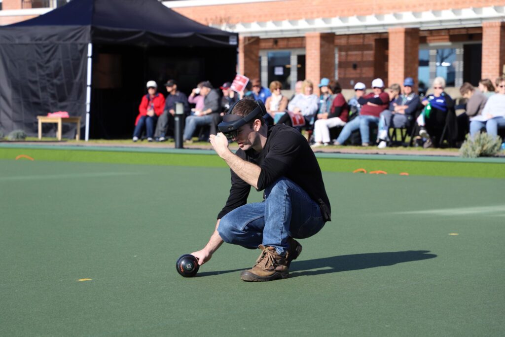 Using Hololens to play lawn bowls across two remote cities.
